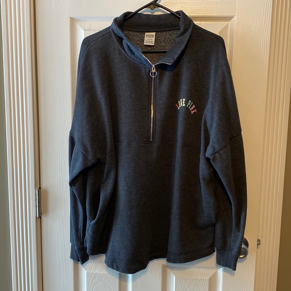 Pink zip up sweatshirt gy sz lg